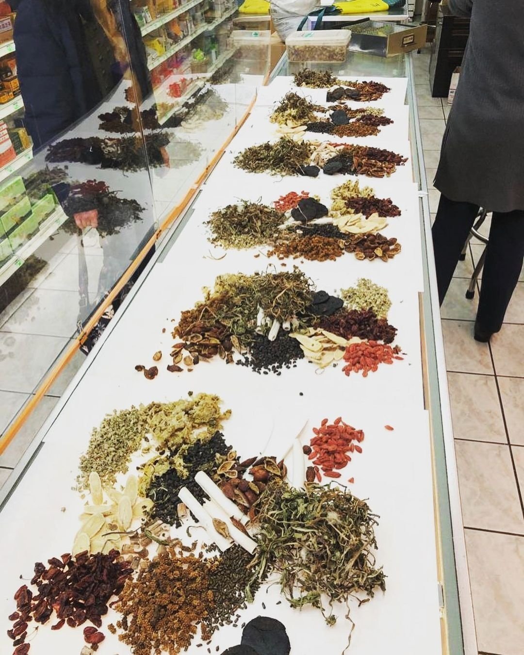 A selection of herbs arranged inside Ewa Trading